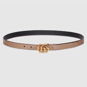 Gucci Marmont  Tan Leather Belt with Gold Double G Buckle